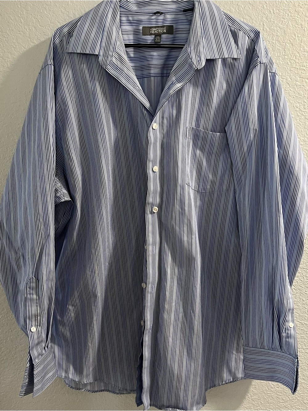 Kenneth Cole Light Blue & White Thin-Striped Men’s Dress Shirt
